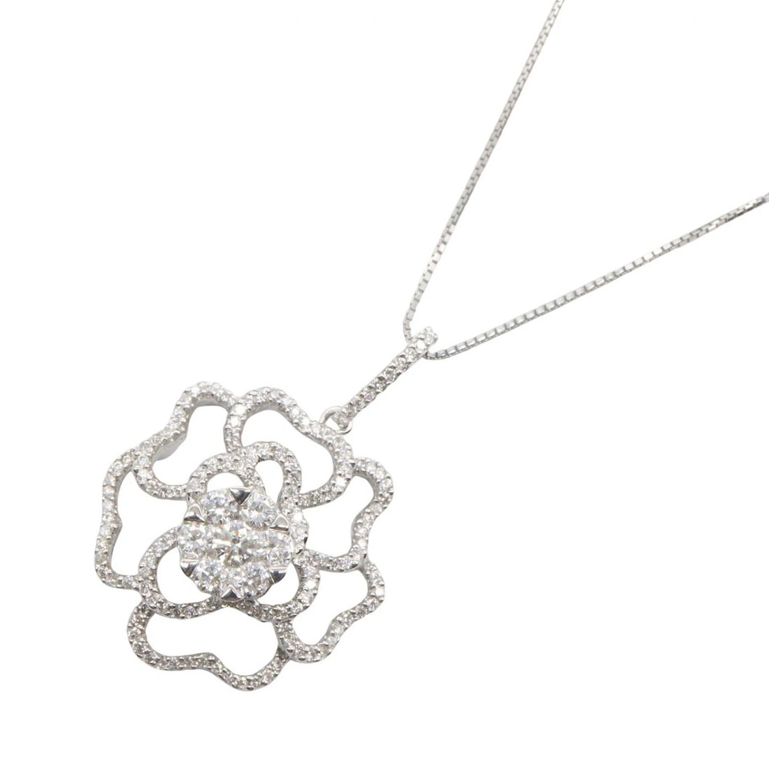 JEWELRY DIAMOND PENDANT NECKLACE: JEWELRY Diamond Pendant Necklace Brand: JEWELRY Type/Style: Necklace Material: K18WG?White Gold?, Color: Silver Size: Size Neck rotation?45cm(17.7") Motif W?22mm x H?32mm(0.9" x 1.3") Accessories: