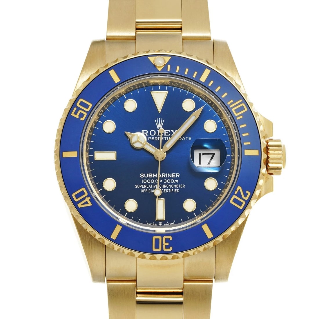ROLEX SUBMARINER DATE ROYAL BLUE WATCH: ROLEX Submariner date Royal Blue Watch Brand: ROLEX Type/Style: Wristwatch Material: Band Material Yellow Gold, Case Material Yellow Gold Color: Dial Color Royal Blue Size: Case Size H/about 41mm