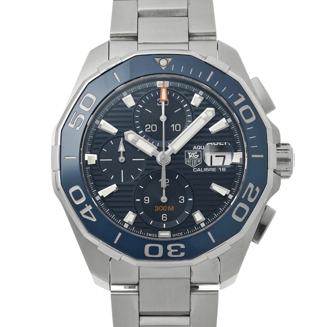 TAG HEUER AQUARACER CALIBER CHRONOGRAPH BLUE WATCH: TAG HEUER Aquaracer caliber Chronograph blue Watch Brand: TAG HEUER Type/Style: Wristwatch Material: Band Material Stainless steel, Case Material Stainless steel Color: Dial Color blue Size: Case