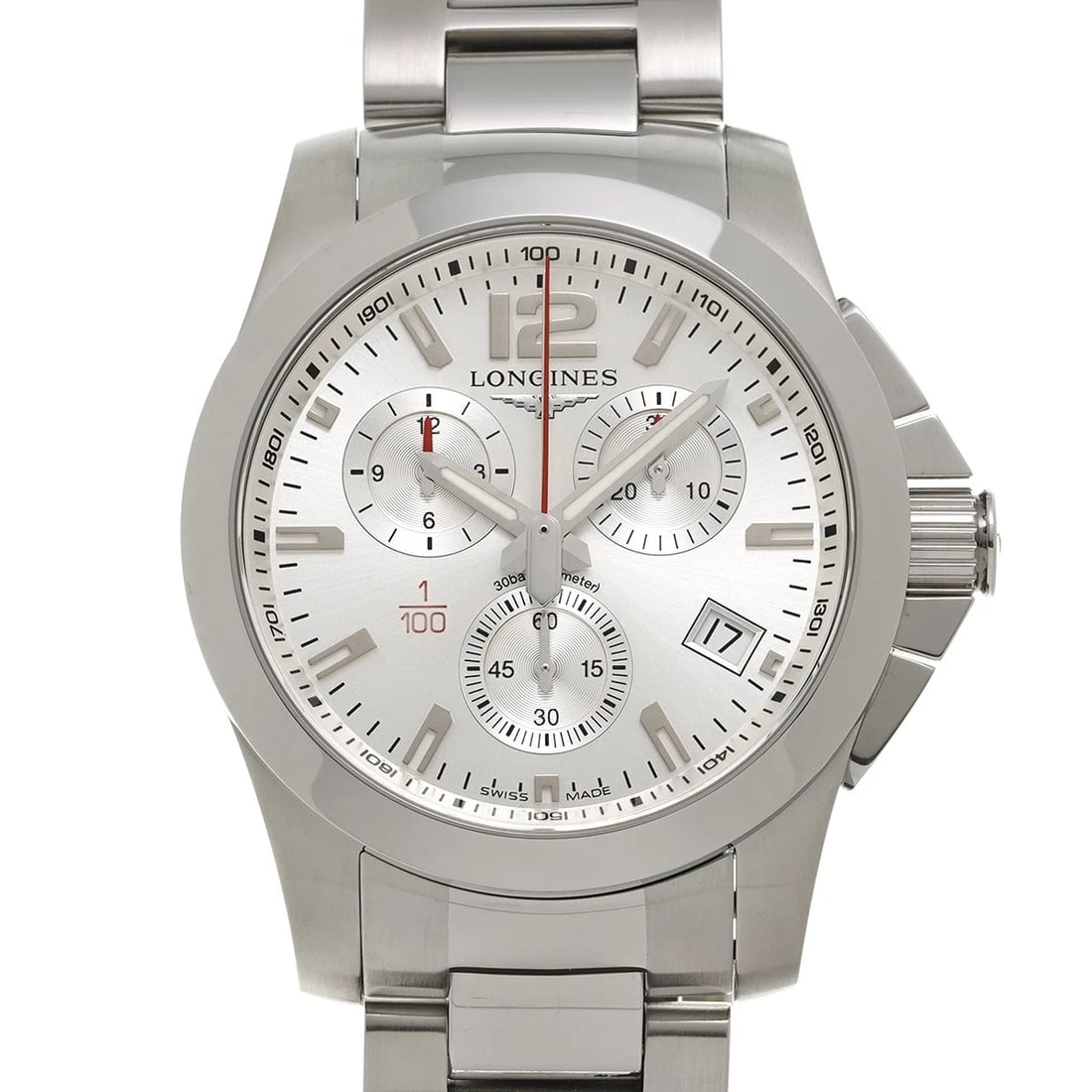 LONGINES CONQUEST SILVER WATCH: LONGINES Conquest Silver Watch Brand: Longines Type/Style: Wristwatch Material: Band Material Stainless Steel, Case Material Stainless Steel Color: Dial Color Dial Color Silver Case Color Silver Band