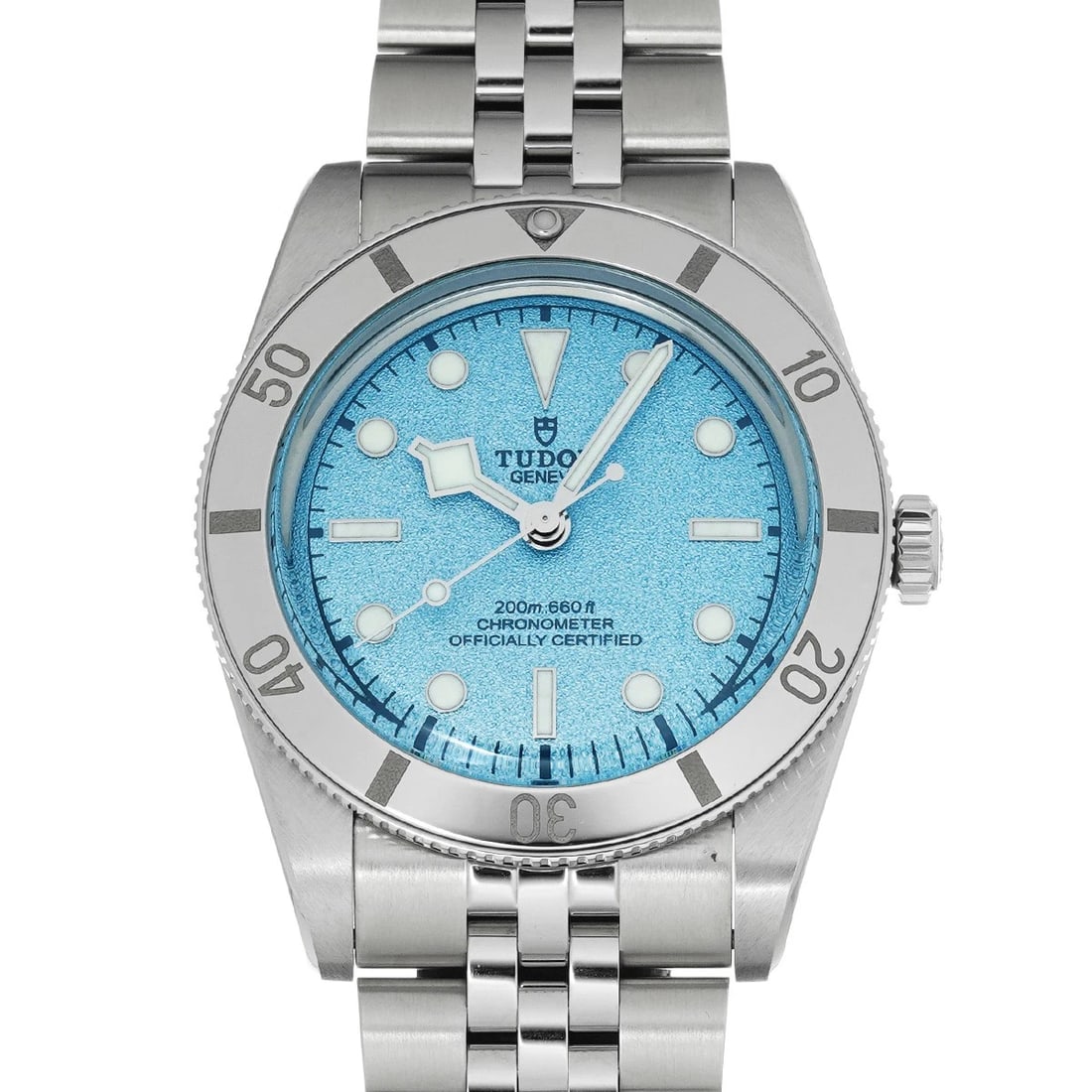 TUDOR BLACK BAY 54 LAGOON BLUE WATCH: TUDOR Black Bay 54 Lagoon Blue Watch Brand: TUDOR Type/Style: Wristwatch Material: Band Material Stainless steel, Case Material Stainless steel Color: Dial Color blue Size: Case Size H/about 37mm