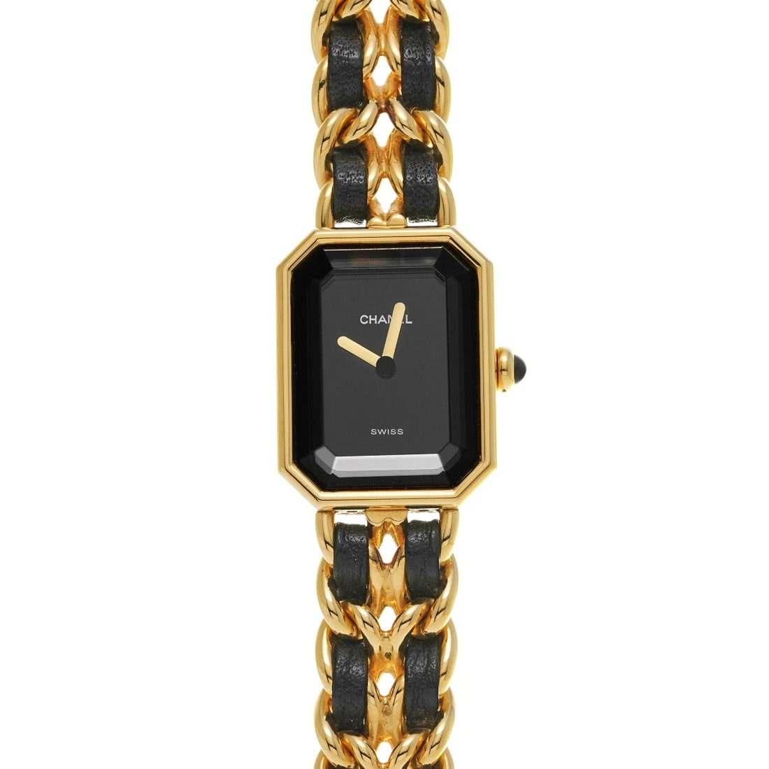 CHANEL PREMIRE BLACK WATCH: CHANEL Premire black Watch Brand: CHANEL Type/Style: Wristwatch Material: Band Material Leather, Gold Plated, Stainless Steel, Metal, Yellow Gold, Case Material Gold Plated, Stainless Steel Color: Dia