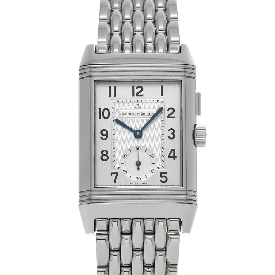 JAEGER-LECOULTRE REVERSO DUO SILVER/GRAY WATCH: Jaeger-LeCoultre Reverso Duo Silver/gray Watch Brand: Jaeger-LeCoultre Type/Style: Wristwatch Material: Band Material Stainless steel, Case Material Stainless steel Color: Dial Color Silver Size: Case