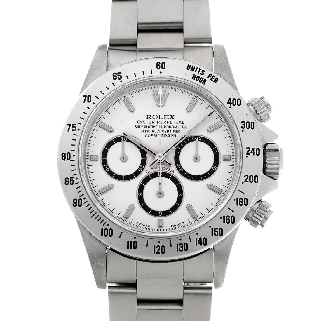 ROLEX COSMOGRAPH DAYTONA WHITE WATCH: ROLEX Cosmograph Daytona white Watch Brand: ROLEX Type/Style: Wristwatch Material: Band Material Stainless steel, Case Material Stainless steel Color: Dial Color white Size: Case Size H/about 40mm W/a