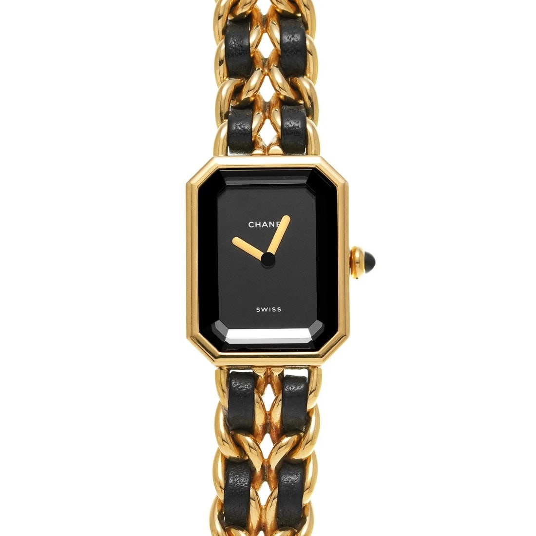 CHANEL PREMIRE BLACK WATCH: CHANEL Premire black Watch Brand: CHANEL Type/Style: Wristwatch Material: Band Material Leather, Gold Plated, Stainless Steel, Metal, Yellow Gold, Case Material Gold Plated, Stainless Steel Color: Dia