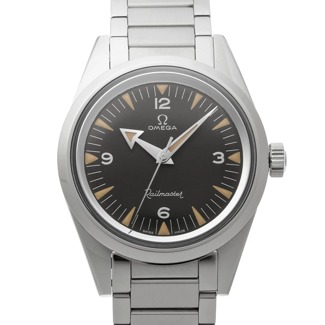 OMEGA SEAMASTER RAILMASTER CO-AXIAL MASTER CHRONOMETER WATCH: OMEGA Seamaster Railmaster Co-axial Master Chronometer Watch Brand: OMEGA Type/Style: Wristwatch Material: Band Material Stainless Steel, Case Material Stainless Steel Color: Dial Color Dial Color Bla
