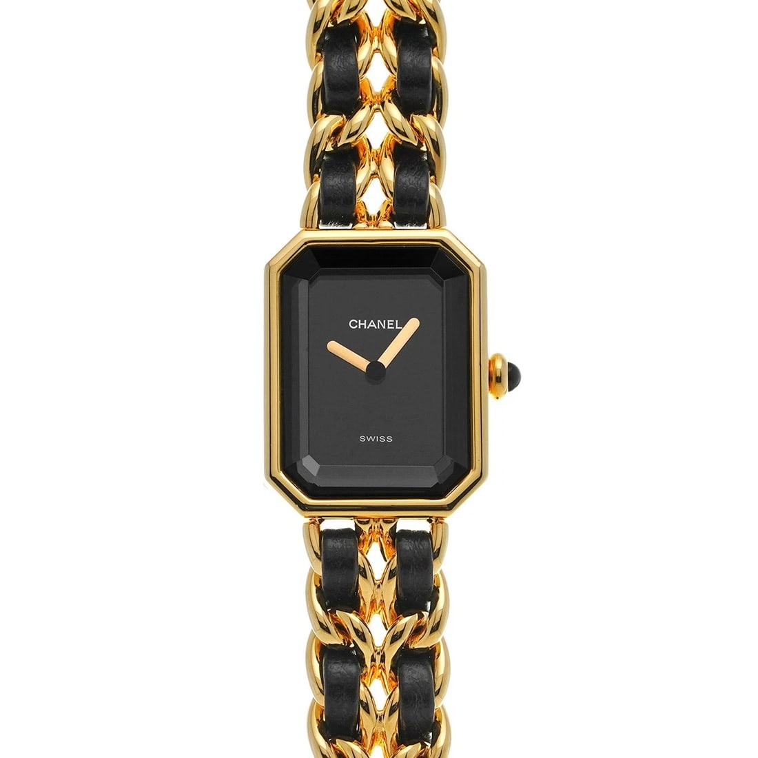 CHANEL PREMIRE BLACK WATCH: CHANEL Premire black Watch Brand: CHANEL Type/Style: Wristwatch Material: Band Material Leather, Gold Plated, Stainless Steel, Metal, Yellow Gold, Case Material Gold Plated, Stainless Steel Color: Dia