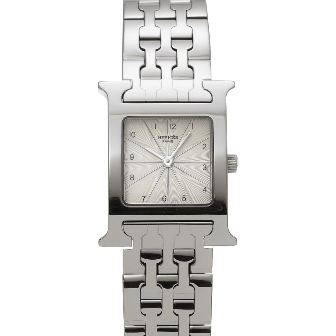 HERMES H WATCH WHITE WATCH: HERMES H watch white Watch Brand: HERMES Type/Style: Wristwatch Material: Band Material Stainless steel, Case Material Stainless steel Color: Dial Color white Size: Case Size H/about 21mm W/about 21mm