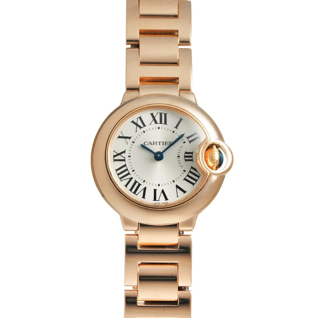 CARTIER BALLON BLEU SILVER WATCH: CARTIER Ballon Bleu Silver Watch Brand: CARTIER Type/Style: Wristwatch Material: Band Material Pink gold, Case Material Pink gold Color: Dial Color Silver Size: Case Size H/about 28mm W/about 28mm D/a