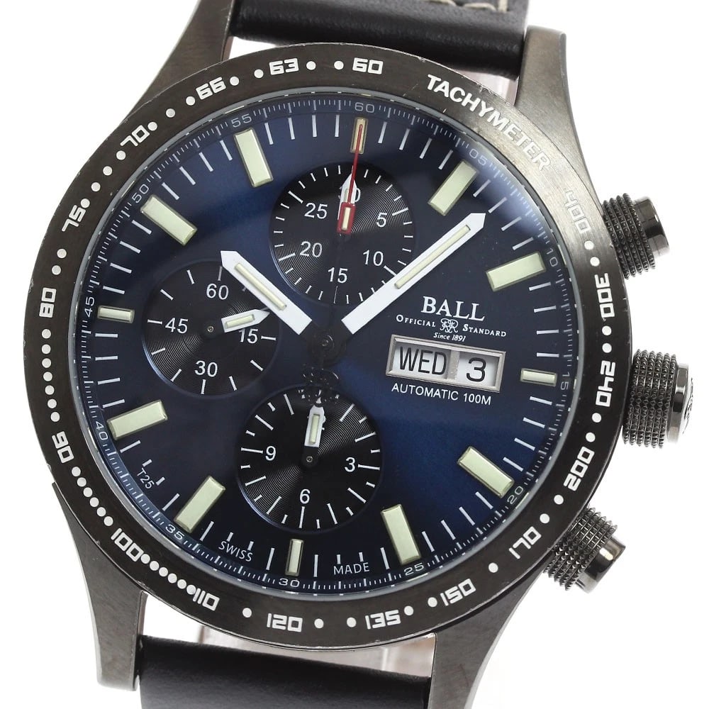 BALLWATCH STOKEMAN STORM CHASER AUTOMATIC WATCH: BALLWATCH Stokeman Storm Chaser Automatic Watch Brand: BALLWATCH Type/Style: Wristwatch Material: Band Material leather, Case Material Stainless Steel Color: Dial Color Navy Band Color black Case