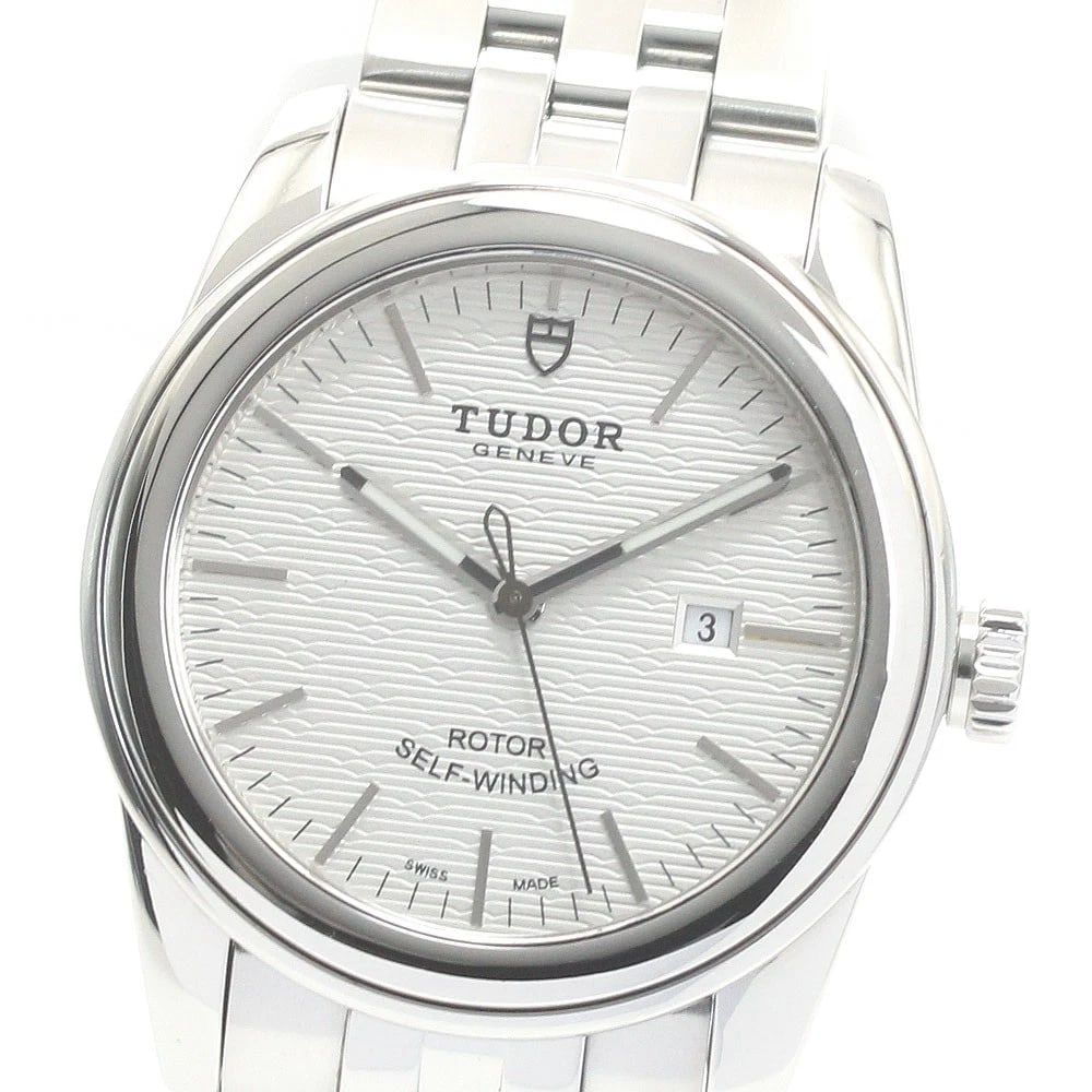 TUDOR GLAMOR DATE SILVER AUTOMATIC WATCH: TUDOR Glamor date Silver Automatic Watch Brand: TUDOR Type/Style: Wristwatch Material: Band Material Stainless Steel, Case Material Stainless Steel Color: Dial Color Silver Band Color Silver Case