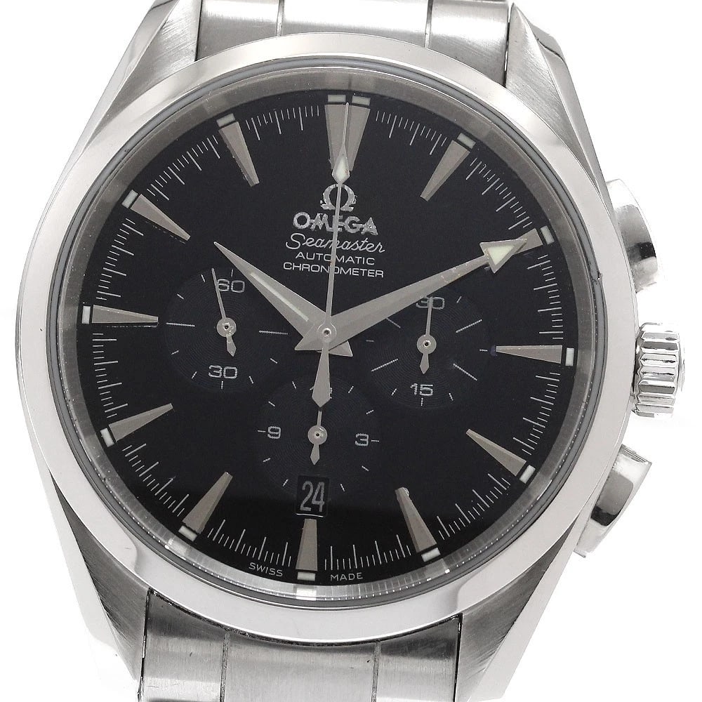 OMEGA SEAMASTER AQUA TERRA CHRONOGRAPH AUTOMATIC WATCH: OMEGA Seamaster Aqua Terra Chronograph Automatic Watch Brand: OMEGA Type/Style: Wristwatch Material: Band Material Stainless Steel, Case Material Stainless Steel Color: Dial Color black Band Color