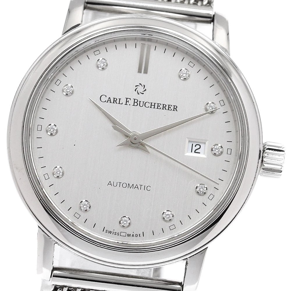 CARL F.BUCHERER DATE DIAMOND AUTOMATIC WATCH: CARL F.BUCHERER Date diamond Automatic Watch Brand: CARL F.BUCHERER Type/Style: Wristwatch Material: Band Material Stainless Steel, Case Material Stainless Steel Color: Dial Color Silver Band Color