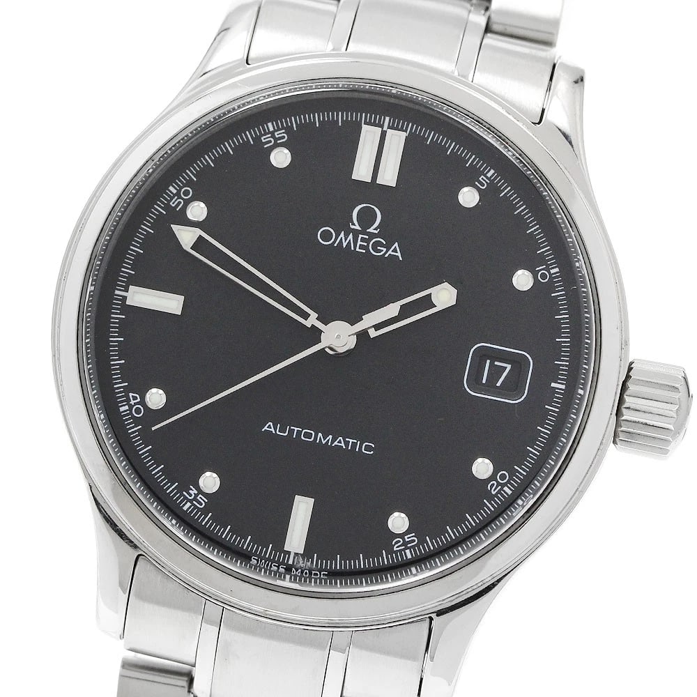 OMEGA CLASSIC DATE BLACK AUTOMATIC WATCH: OMEGA Classic Date black Automatic Watch Brand: OMEGA Type/Style: Wristwatch Material: Band Material Stainless Steel, Case Material Stainless Steel Color: Case Color Silver Band Color Silver Dial