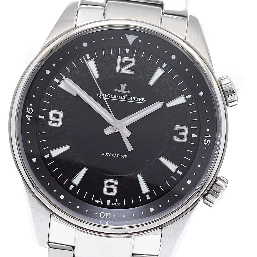 JAEGER-LECOULTRE BLACK AUTOMATIC WATCH: JAEGER-LECOULTRE black Automatic Watch Brand: JAEGER-LECOULTRE Type/Style: Wristwatch Material: Band Material Stainless Steel, Case Material Stainless Steel Color: Dial Color black Band Color Silver