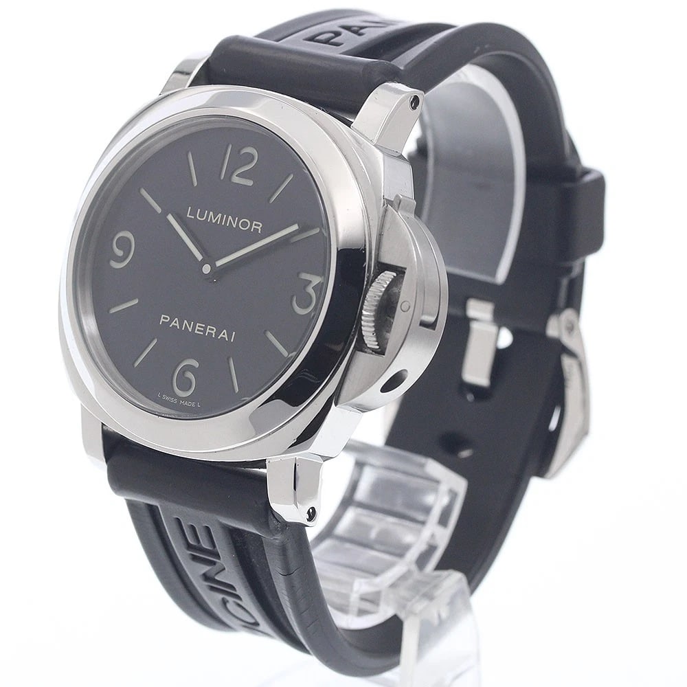 PANERAI LUMINOR BLACK HAND WINDING WATCH: PANERAI Luminor black Hand Winding Watch Brand: PANERAI Type/Style: Wristwatch Material: Band Material rubber, Case Material Stainless Steel Color: Dial Color black Band Color black Case Color Silver