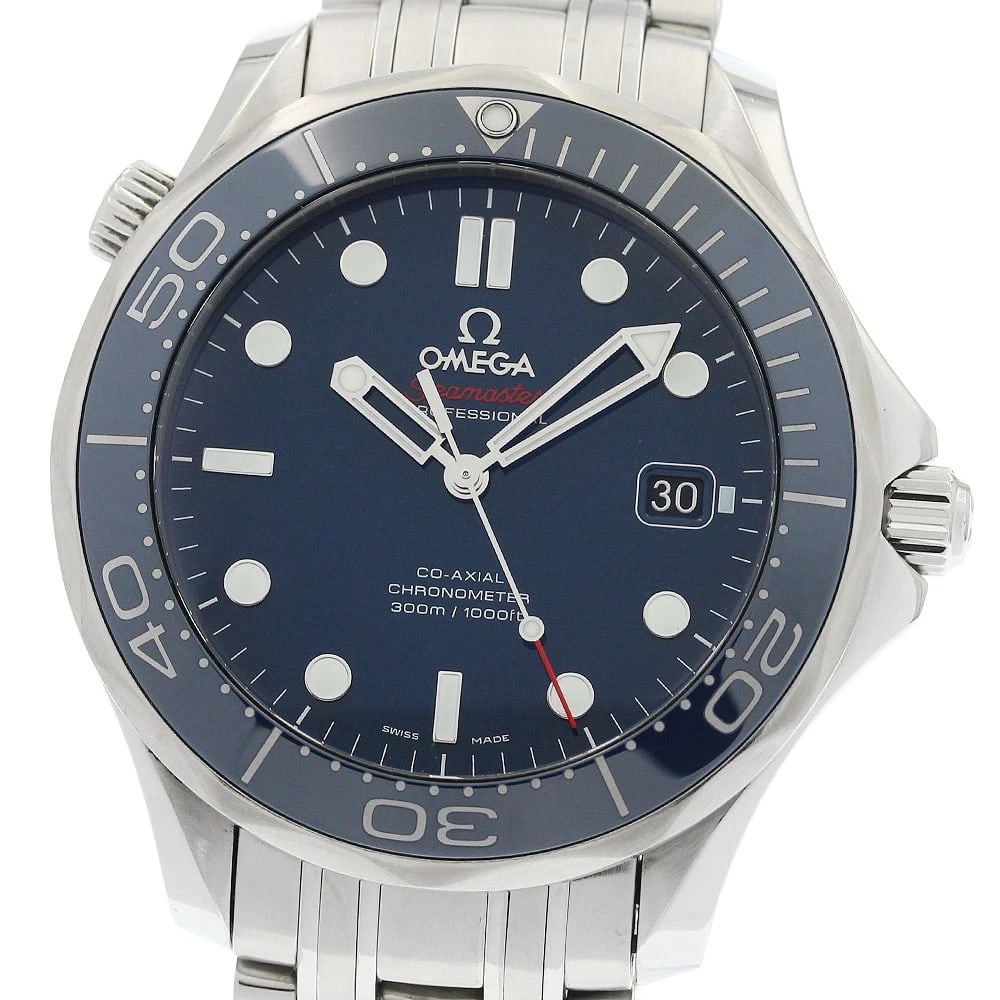 OMEGA SEAMASTER AUTOMATIC WATCH: OMEGA Seamaster Automatic Watch Brand: OMEGA Type/Style: Wristwatch Material: Band Material Stainless Steel, Case Material Stainless Steel Color: Case Color Silver Band Color Silver Dial Color Navy