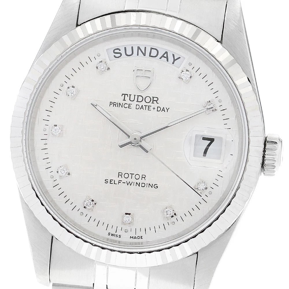 TUDOR PRINCE DATE WG BEZEL DIAMOND AUTOMATIC WATCH: TUDOR Prince Date WG bezel diamond Automatic Watch Brand: TUDOR Type/Style: Wristwatch Material: Band Material Stainless Steel, Case Material Stainless Steel/K18WG Color: Dial Color Silver Band Color