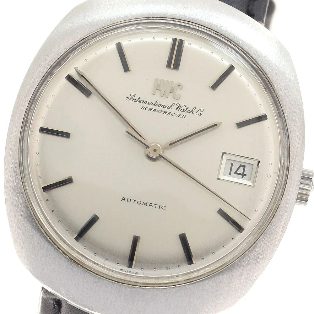 IWC SCHAFFHAUSEN DATE SILVER AUTOMATIC WATCH: IWC SCHAFFHAUSEN Date Silver Automatic Watch Brand: IWC SCHAFFHAUSEN Type/Style: Wristwatch Material: Band Material leather, Case Material Stainless Steel Color: Case Color Silver Band Color black Dia