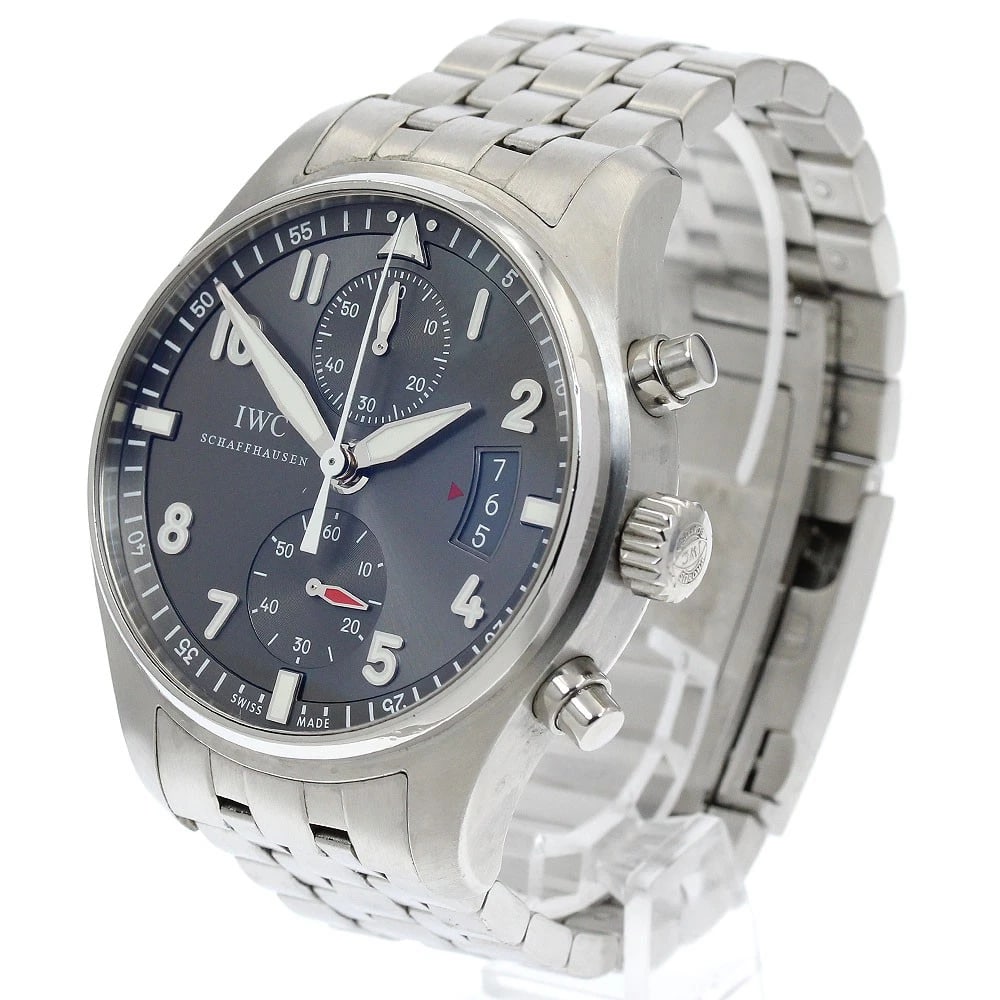 IWC SCHAFFHAUSEN PILOT WATCH CHRONOGRAPH WATCH: IWC SCHAFFHAUSEN Pilot watch Chronograph Watch Brand: IWC SCHAFFHAUSEN Type/Style: Wristwatch Material: Band Material Stainless Steel, Case Material Stainless Steel Color: Dial Color gray Band Color