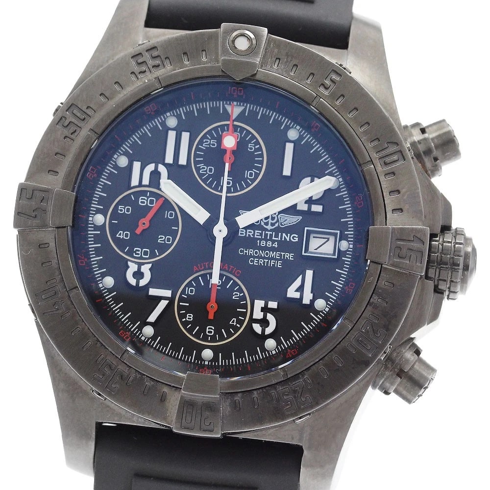 BREITLING AVENGER AUTOMATIC WATCH: BREITLING Avenger Automatic Watch Brand: BREITLING Type/Style: Wristwatch Material: Band Material rubber, Case Material Stainless Steel Color: Dial Color black Band Color black Case Color black Size: