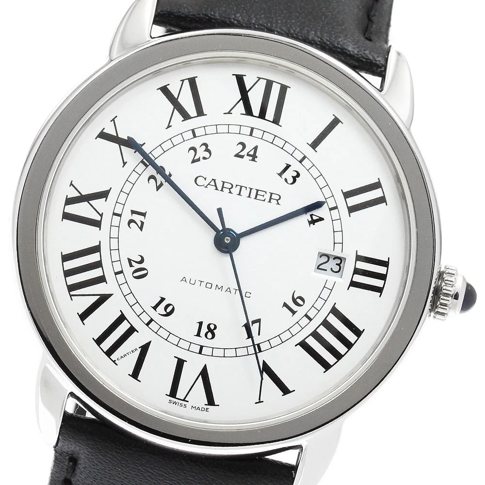CARTIER RONDE SOLO DATE SILVER AUTOMATIC WATCH: CARTIER Ronde Solo Date Silver Automatic Watch Brand: CARTIER Type/Style: Wristwatch Material: Band Material leather, Case Material Stainless Steel Color: Dial Color Silver Size: Case size About 42mm