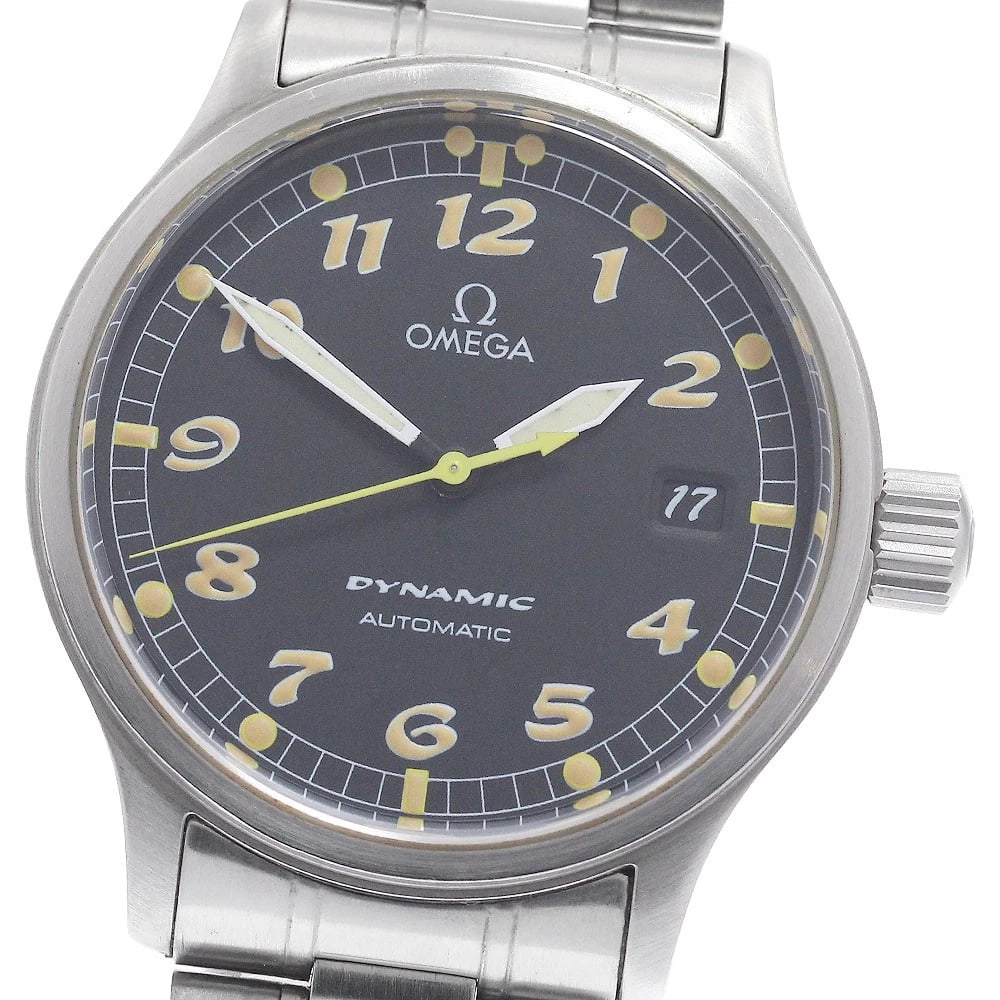 OMEGA DATE BLACK AUTOMATIC WATCH: OMEGA Date black Automatic Watch Brand: OMEGA Type/Style: Wristwatch Material: Band Material Stainless Steel, Case Material Stainless Steel Color: Dial Color black Size: Case size About 36mm