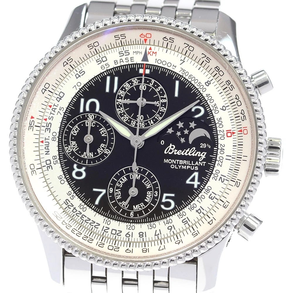 BREITLING NAVITIMER MONTBRILLANT AUTOMATIC WATCH: BREITLING Navitimer Montbrillant Automatic Watch Brand: BREITLING Type/Style: Wristwatch Material: Band Material Stainless Steel, Case Material Stainless Steel Color: Dial Color black Size: Case size