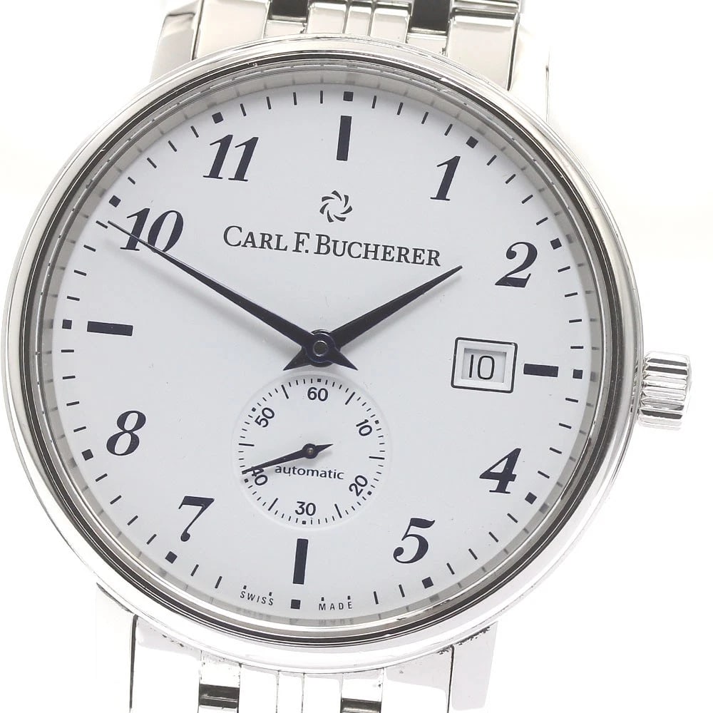 CARL F.BUCHERER DATE WHITE AUTOMATIC WATCH: CARL F.BUCHERER Date white Automatic Watch Brand: CARL F.BUCHERER Type/Style: Wristwatch Material: Band Material Stainless Steel, Case Material Stainless Steel Color: Dial Color white Size: Case size
