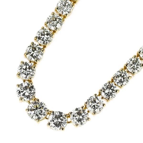 K18YG DIAMOND TENNIS NECKLACE: K18YG diamond tennis necklace Brand: None Type/Style: necklaces Material: K18YG, Main Stone Natural Color: YG Size: Chain Length 40cm Accessories: None Accessories Notice: When purchasing pre-owned