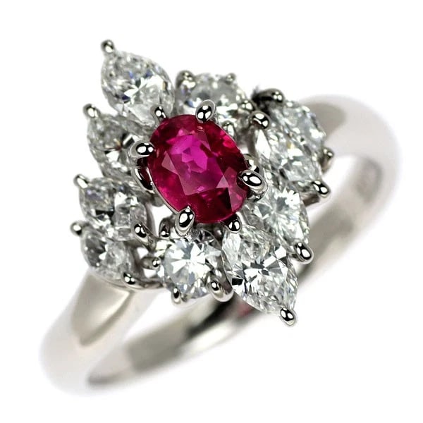 PT900 RUBY DIAMOND RING: Pt900 Ruby Diamond Ring Brand: None Type/Style: Ring Material: Pt900, Main Stone Ruby Color: None Size: 6.25 - 6.5 US Accessories: None Accessories Notice: When purchasing pre-owned goods, please