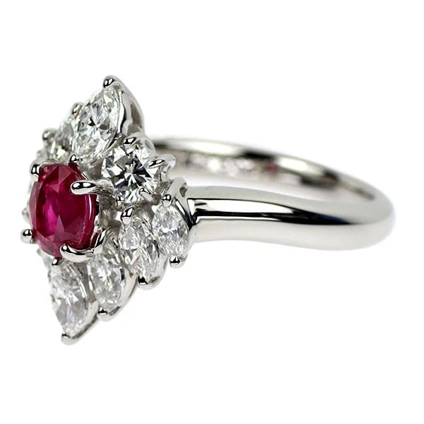 PT900 RUBY DIAMOND RING - 2