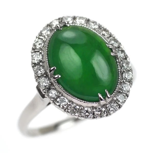 PT900 JADE DIAMOND RING SENBON: Pt900 Jade Diamond Ring Senbon Brand: None Type/Style: Ring Material: Pt900, Main Stone Natural Color: None Size: 5.25 US Accessories: None Accessories Notice: When purchasing pre-owned goods, please
