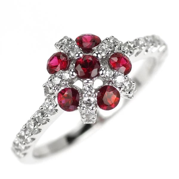 K18WG RUBY DIAMOND RING: K18WG ruby diamond ring Brand: None Type/Style: Ring Material: K18WG, Main Stone Ruby Color: WG Size: 6.25 - 6.5 US Accessories: None Accessories Notice: When purchasing pre-owned goods, please refer