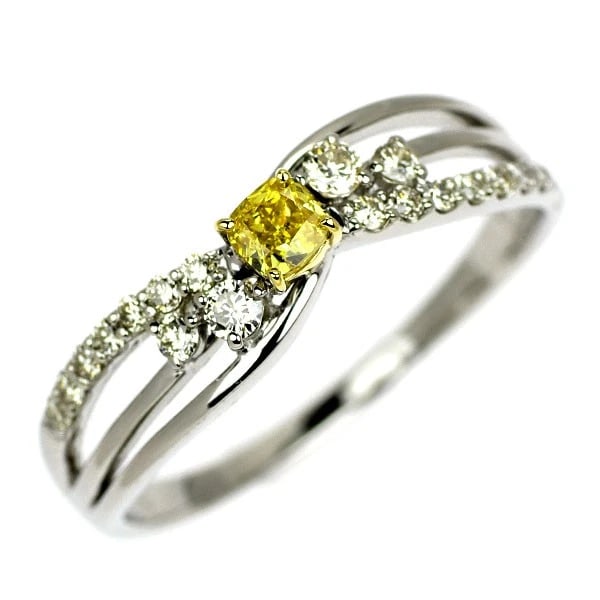 PT950/K18YG NATURAL YELLOW DIAMOND RING: PT950/K18YG natural yellow diamond ring Brand: None Type/Style: Ring Material: Pt900/K18YG, Main Stone Natural Color: None/YG Size: 6 US Accessories: None Accessories Notice: When purchasing