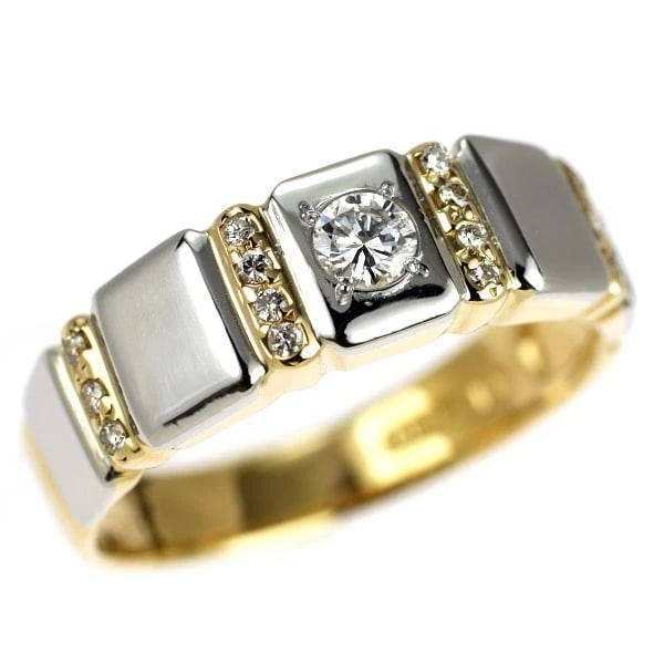 K18YG/PT900 DIAMOND RING: K18YG/PT900 diamond ring Brand: None Type/Style: Ring Material: K18YG/PT900, Main Stone Natural Color: YG/None Size: 7.5 US Accessories: None Accessories Notice: When purchasing pre-owned goods,