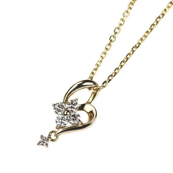 K18YG DIAMOND PENDANT NECKLACE HEART FLOWER: K18YG Diamond Pendant Necklace Heart Flower Brand: None Type/Style: pendant necklace Material: K18YG, Main Stone Natural Color: YG Size: Chain Length: 40cm Accessories: None Accessories Notice: When