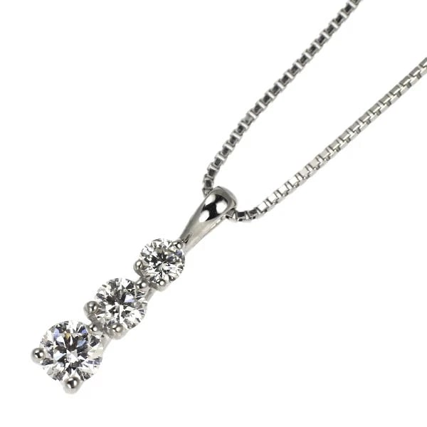 TRILOGY PT900/ PT850 DIAMOND PENDANT NECKLACE: Trilogy Pt900/ Pt850 Diamond Pendant Necklace Brand: None Type/Style: pendant necklace Material: Pt900/ Pt850, Main Stone Natural Color: None Size: Chain Length 45cm Accessories: None Accessories