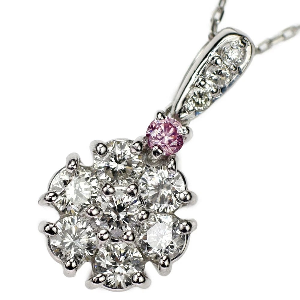 PT900/ PT850 NATURAL PINK DIAMOND PENDANT NECKLACE: Pt900/ Pt850 natural pink diamond pendant necklace Brand: None Type/Style: pendant necklace Material: Pt900/Pt850, Main Stone Natural Color: None Size: Chain Length: 40cm Accessories: None