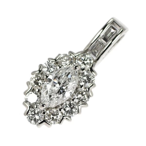 PT900 MARQUISE DIAMOND PENDANT TOP: Pt900 marquise diamond pendant top Brand: None Type/Style: pendant top Material: Pt900, Main Stone Natural Color: Pt Size: Length/Width/Diameter 19.5 Accessories: None Accessories Notice: When