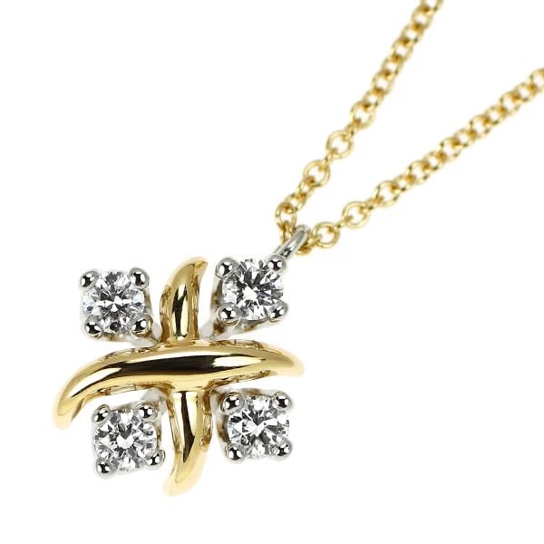 TIFFANY & CO. PT950/ K18YG DIAMOND PENDANT NECKLACE: Tiffany & Co. Pt950/ K18YG Diamond Pendant Necklace Brand: Tiffany Type/Style: pendant necklace Material: Pt950, Main Stone Natural Color: Pt Size: Chain Length 41cm Accessories: None Accessories