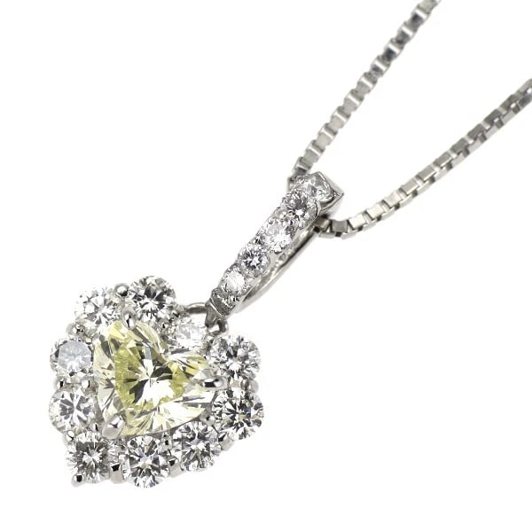 PT900/PT850 HEART SHAPE DIAMOND PENDANT NECKLACE: Pt900/Pt850 Heart Shape Diamond Pendant Necklace Brand: None Type/Style: pendant necklace Material: Pt900/Pt850, Main Stone Natural Color: None Size: Chain Length: 42cm Accessories: None Accessories