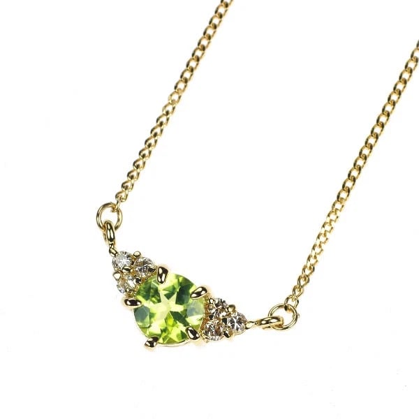K18YG PERIDOT DIAMOND PENDANT NECKLACE D0.08CT: K18YG peridot diamond pendant necklace D0.08ct Brand: None Type/Style: pendant necklace Material: K18YG, Main Stone Peridot Color: YG Size: Chain Length 42cm Accessories: None Accessories Notice: