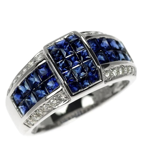 K18WG SAPPHIRE DIAMOND RING (1 of 3)