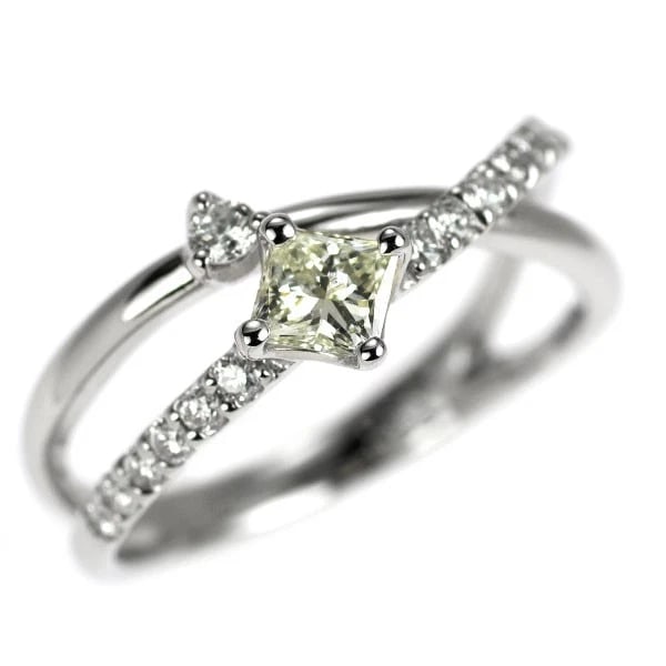 PT900 PRINCESS CUT DIAMOND RING: Pt900 princess cut diamond ring Brand: None Type/Style: Ring Material: Pt900, Main Stone Natural Color: None Size: 5.5 - 5.75 US Accessories: None Accessories Notice: When purchasing pre-owned goods,