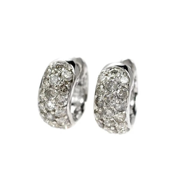 K18WG 1.00CT HOOP DIAMOND EARRINGS: K18WG 1.00ct hoop diamond earrings Brand: None Type/Style: piercing Material: K18YG, Main Stone Natural Color: YG Size: Length/Width/Diameter 11.5 Accessories: None Accessories Notice: When