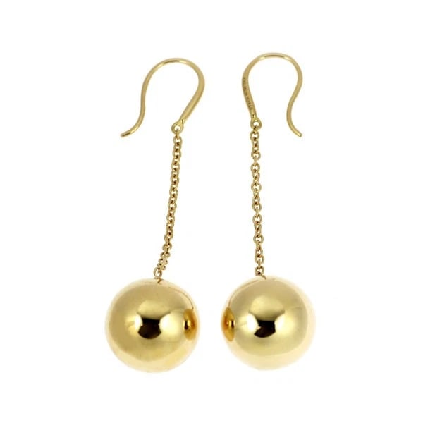 TIFFANY K18YG EARRING HARDWARE BALL HOOK: Tiffany K18YG earring hardware ball hook Brand: Tiffany Type/Style: piercing Material: K18YG, Color: YG Size: Length/Width/Diameter 52.8 Accessories: None Accessories Notice: When purchasing