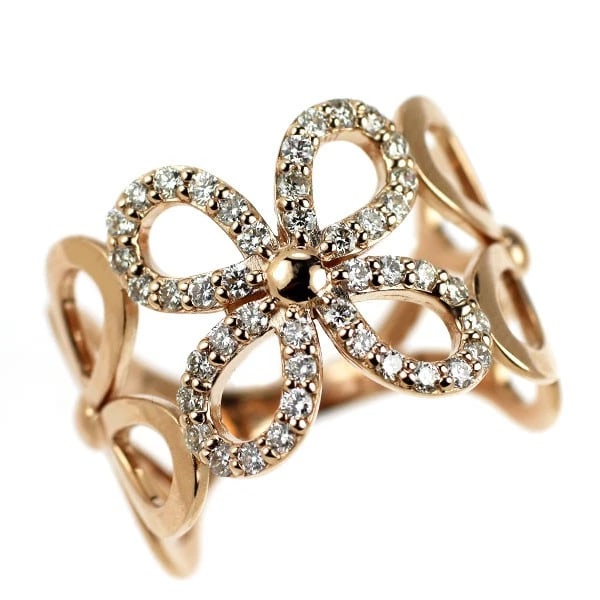 K18PG DIAMOND RING FLOWER: K18PG Diamond Ring Flower Brand: None Type/Style: Ring Material: K18PG, Main Stone Natural Color: PG Size: 5.5 - 5.75 US Accessories: None Accessories Notice: When purchasing pre-owned goods, please