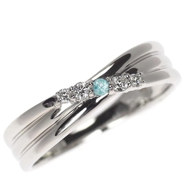 PT900 PARAIBA TOURMALINE DIAMOND RING: Pt900 Paraiba Tourmaline Diamond Ring Brand: None Type/Style: Ring Material: Pt900, Main Stone Tourmaline Color: None Size: 6.75 - 7 US Accessories: None Accessories Notice: When purchasing pre-owned