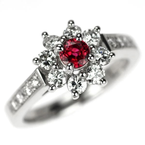 PT900 RUBY DIAMOND RING: Pt900 ruby diamond ring Brand: None Type/Style: Ring Material: Pt900, Main Stone Natural/Ruby Color: None Size: 5.25 US Accessories: None Accessories Notice: When purchasing pre-owned goods, please